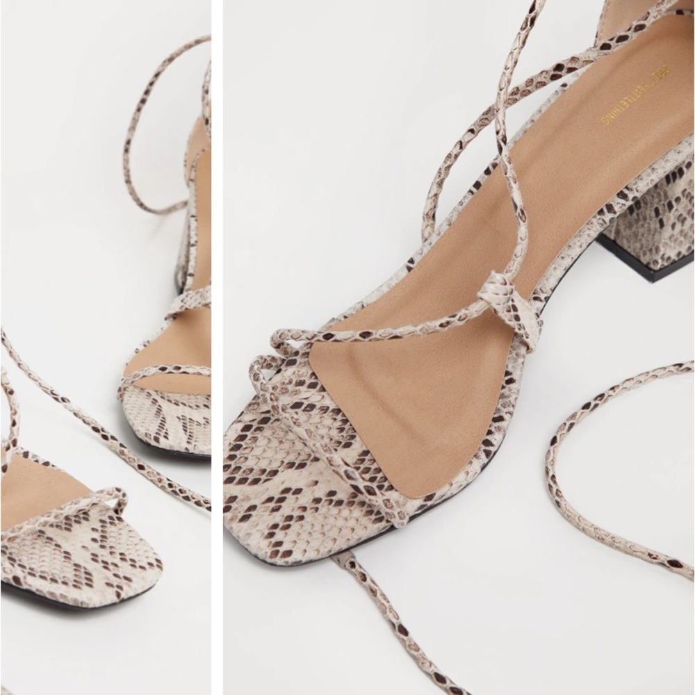 Prettylittlething - New Lace-Up Block Heeled Sand… - image 5